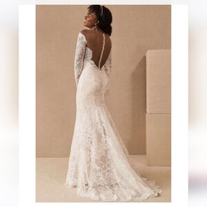 NWT Anthropologie BHLDN Watters Ula Blush lace sheet back wedding gown Sz 2